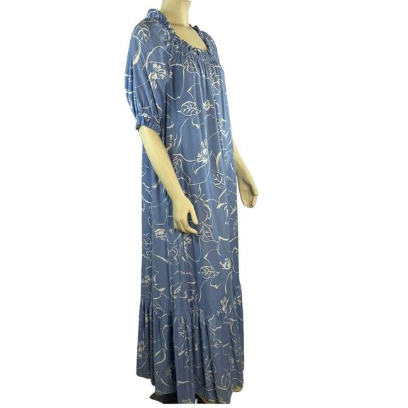 Vintage Hilo Hattie dress made in Hawaii blue & white Floral Cotton size medium - Picture 7 of 13